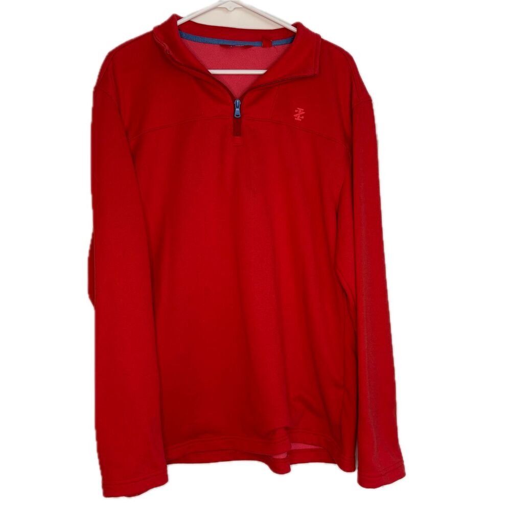 Izod Men's Large Red 1/4 Quarter Zip Pullover Jacket Sweater Activewear